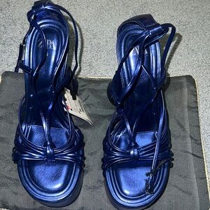 Zara Metallic Bluish purple heels
